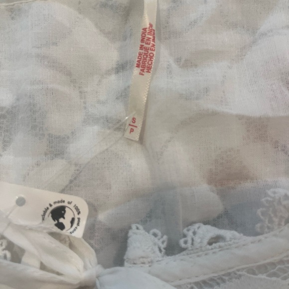 Free People White Lace Trim Blouse - Picture 3 of 10